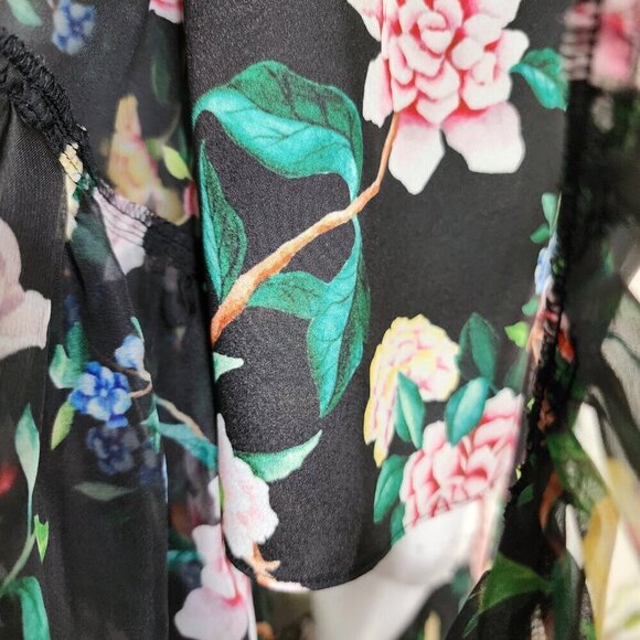 NWT Marchesa Notte Flowering Floral Keyhole High Low Gown Black Combo Size 6 - Picture 13 of 16